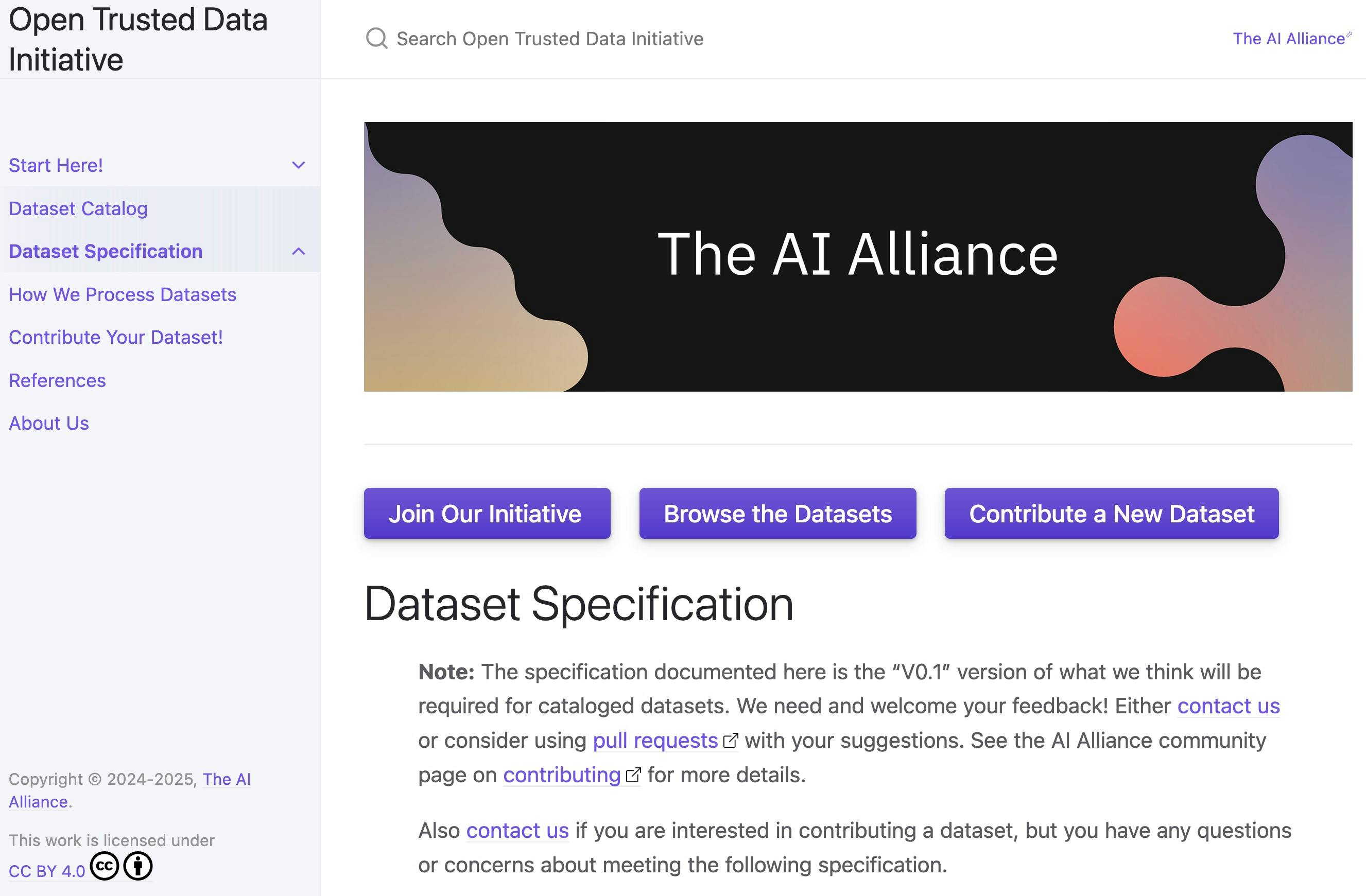 Announcing the Open Trusted Data Initiative (OTDI) draft v0.1 dataset specification